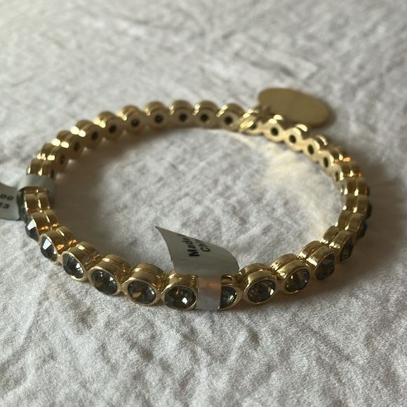 Gold tone slip on faux gem bracelet with gold charm - Picture 13 of 16